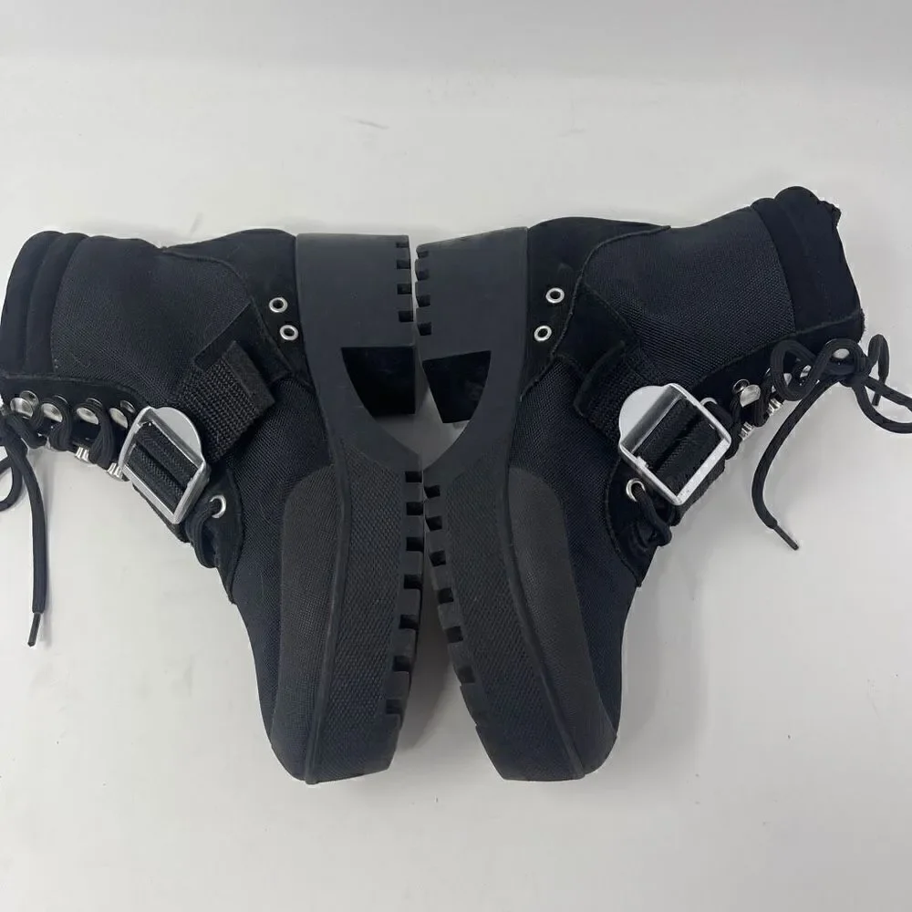 Steve Madden Women's Nayra Platform Lace Up Black Mult Booties Size 7